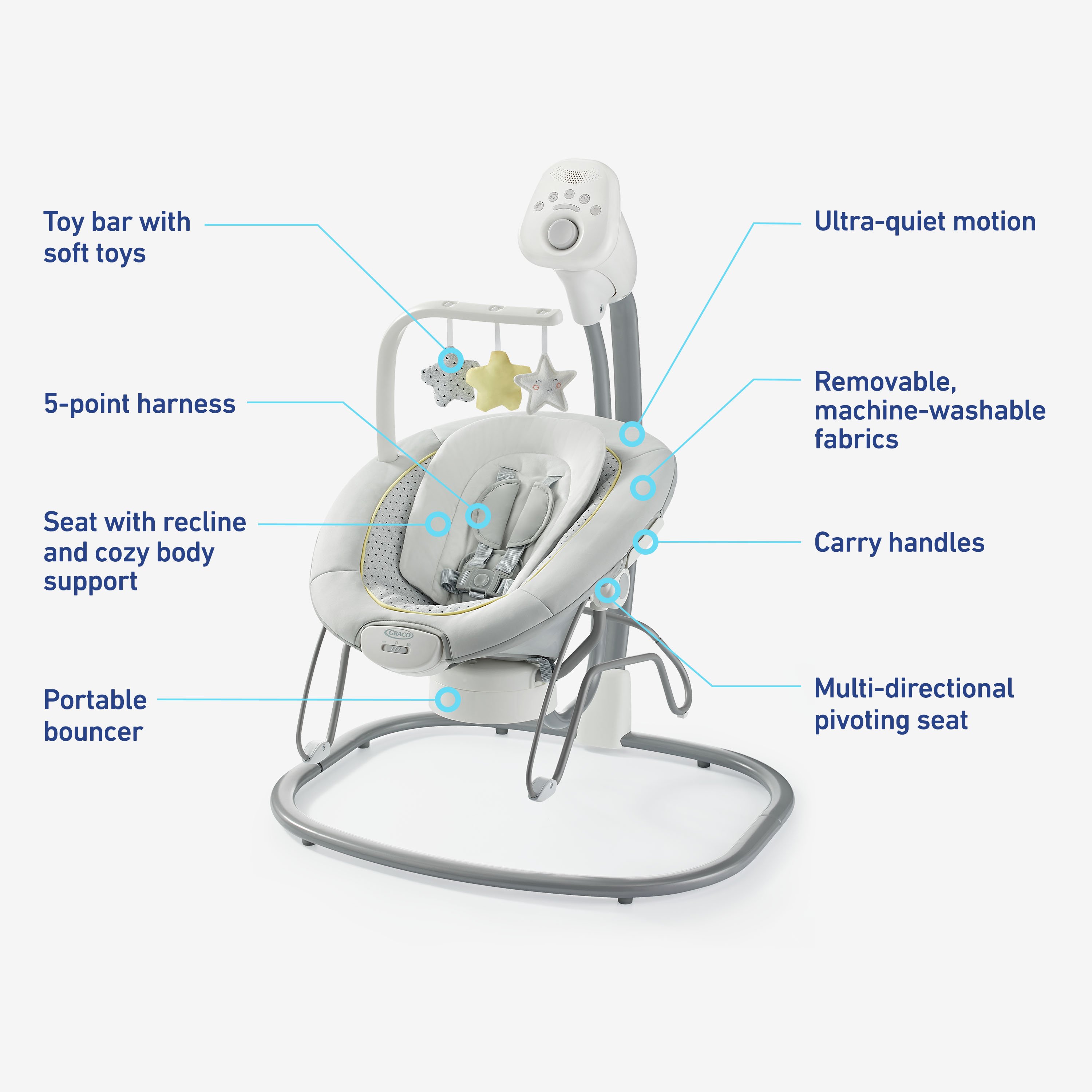 Graco swing sale and portable bouncer